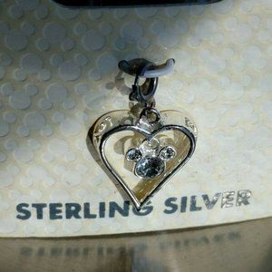 Sterling Silver Walt Disney World Heart Shaped Pendant / Charm